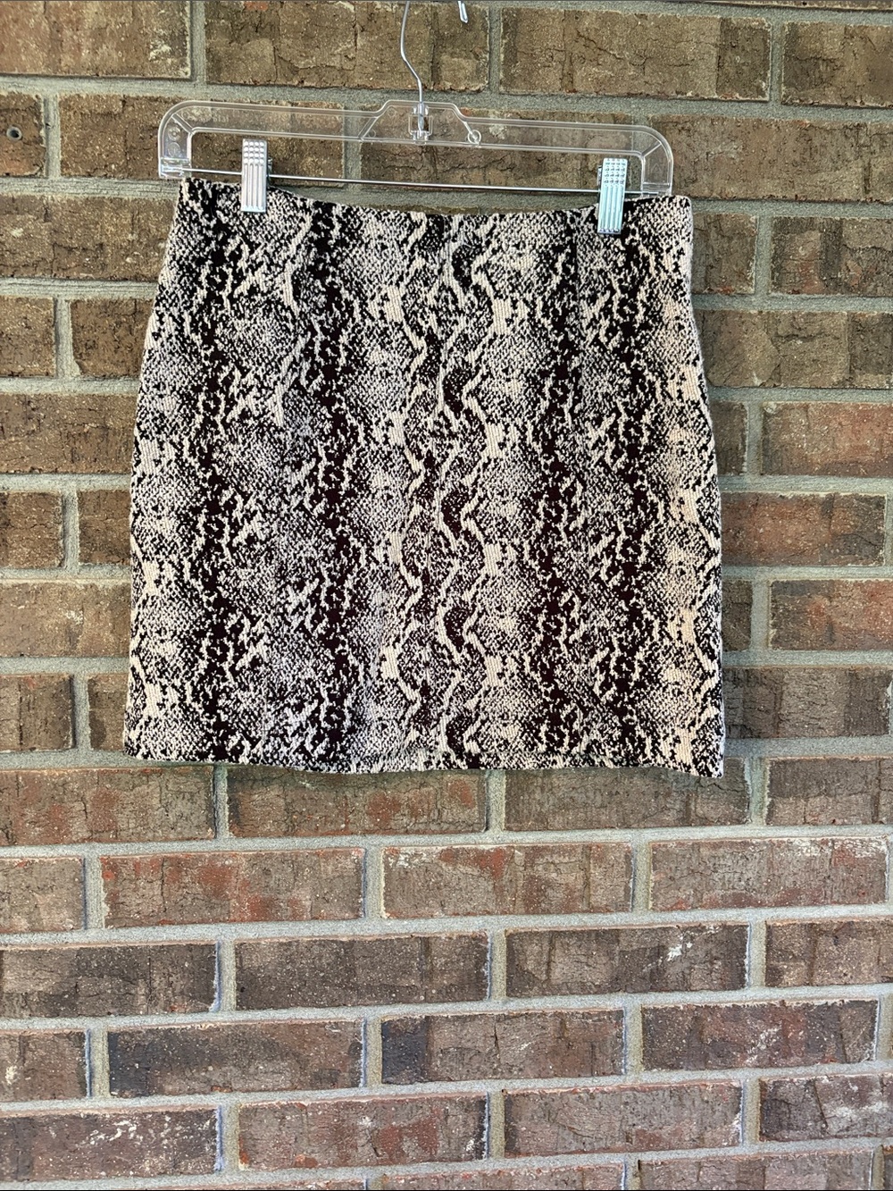 Free People Snake-Print Mini Skirt in Beige & Black